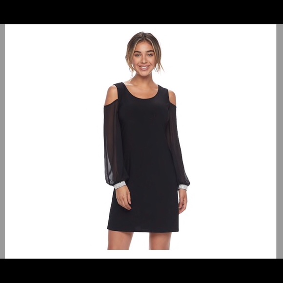 msk embellished cold shoulder dress